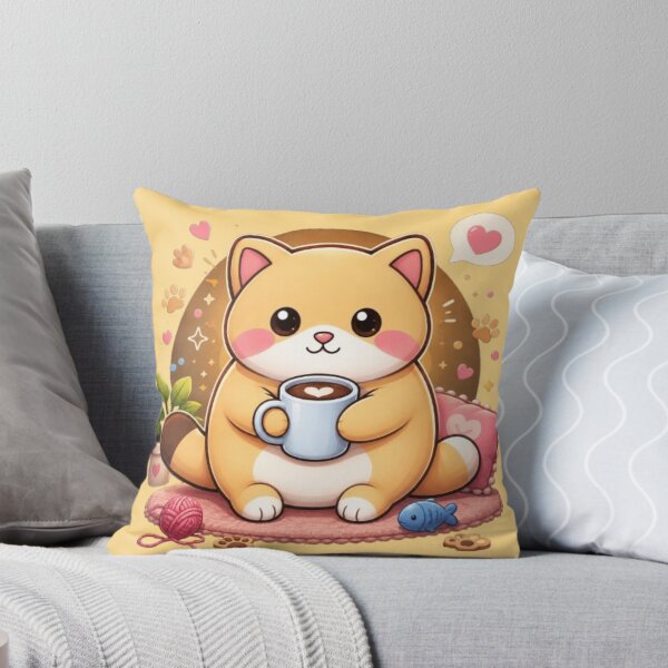 Item preview, Cute Kawaii Kitten with Latte designed and sold by Hari Arts.