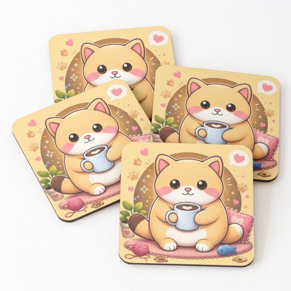 Item preview, Cute Kawaii Kitten with Latte designed and sold by Hari Arts.