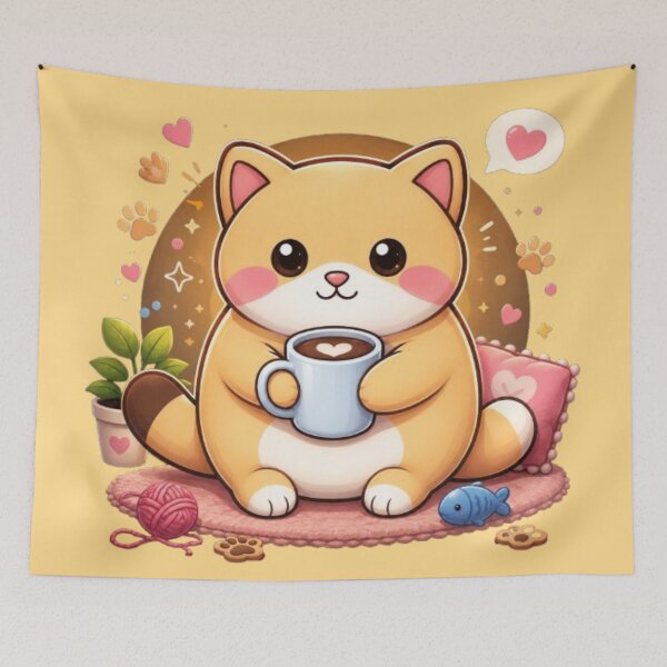 Item preview, Cute Kawaii Kitten with Latte designed and sold by Hari Arts.