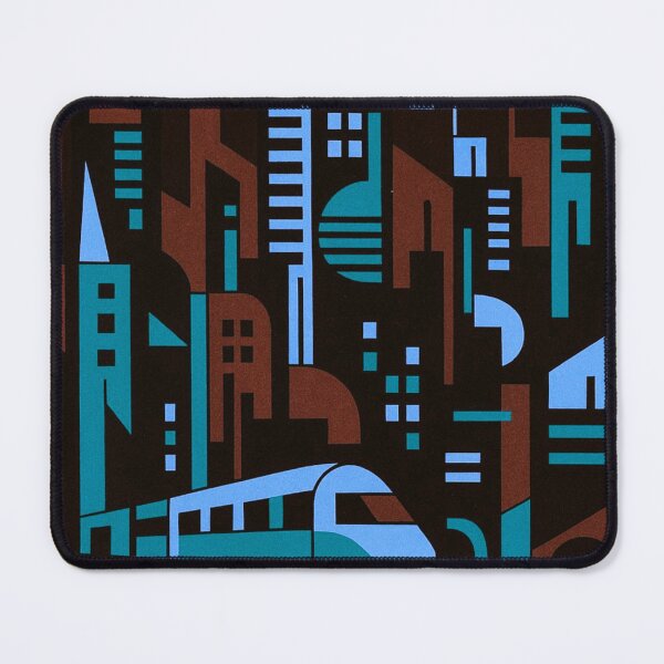 Item preview, Retro Cyberpunk Night Cityscape — Geometric Futurist Train Illustration designed and sold by LYAN-STORE.