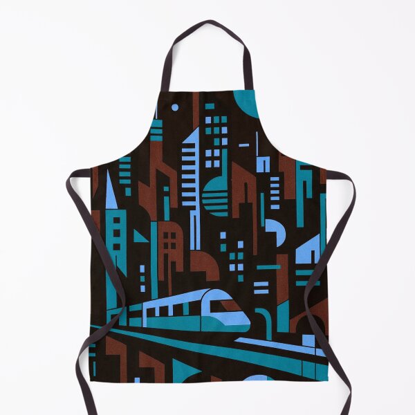 Item preview, Retro Cyberpunk Night Cityscape — Geometric Futurist Train Illustration designed and sold by LYAN-STORE.