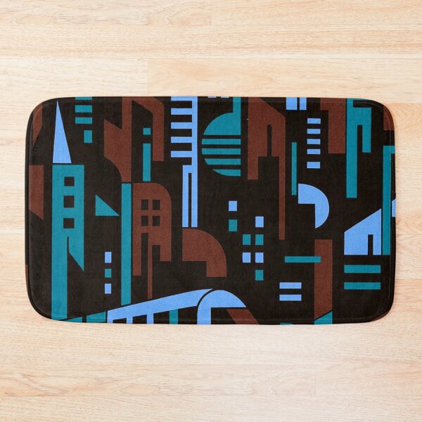 Item preview, Retro Cyberpunk Night Cityscape — Geometric Futurist Train Illustration designed and sold by LYAN-STORE.