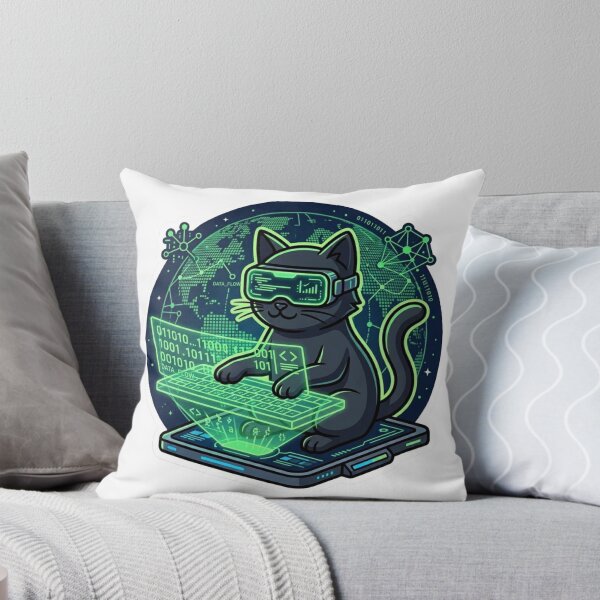 Item preview, Cyberpunk Hacker Cat - Funny Coding Gamer Kitten designed and sold by VictorCV.