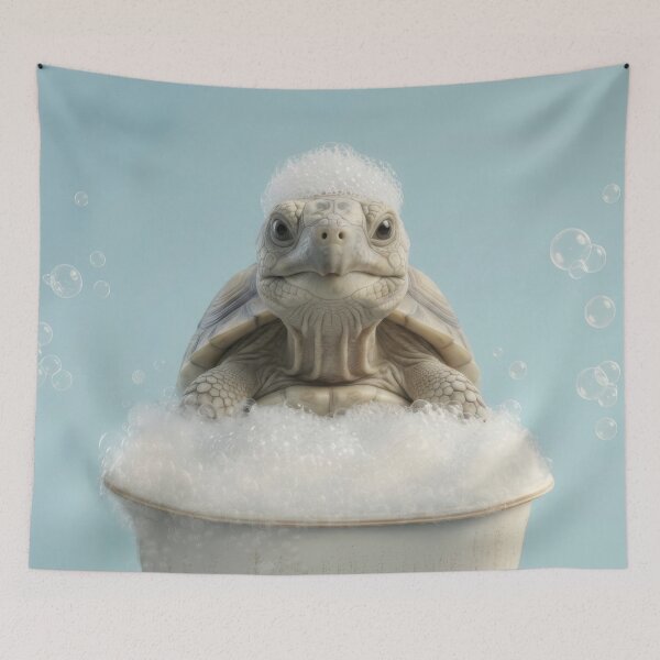 Item preview, Baby Tortoise Bubble Bath Cute Nursery Bathroom Wall Art designed and sold by LazyOwlStore.