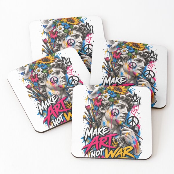 Item preview, Make Art Not War – Colorful David Statue Graffiti Street Art designed and sold by Puraenergia Stickers.