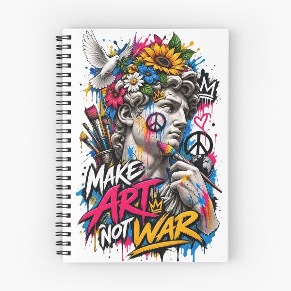 Item preview, Make Art Not War – Colorful David Statue Graffiti Street Art designed and sold by Puraenergia Stickers.