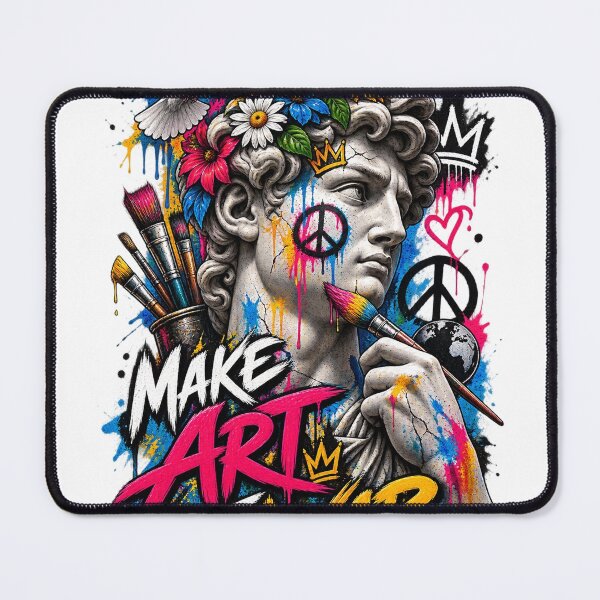 Item preview, Make Art Not War – Colorful David Statue Graffiti Street Art designed and sold by Puraenergia Stickers.