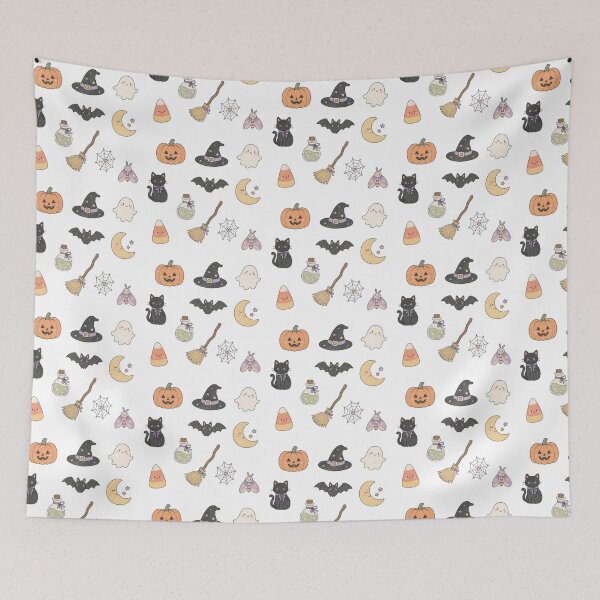 Item preview, Cute Halloween Witchy Sticker Set with Pumpkin Ghost Cat and Bat designed and sold by VikArt7.
