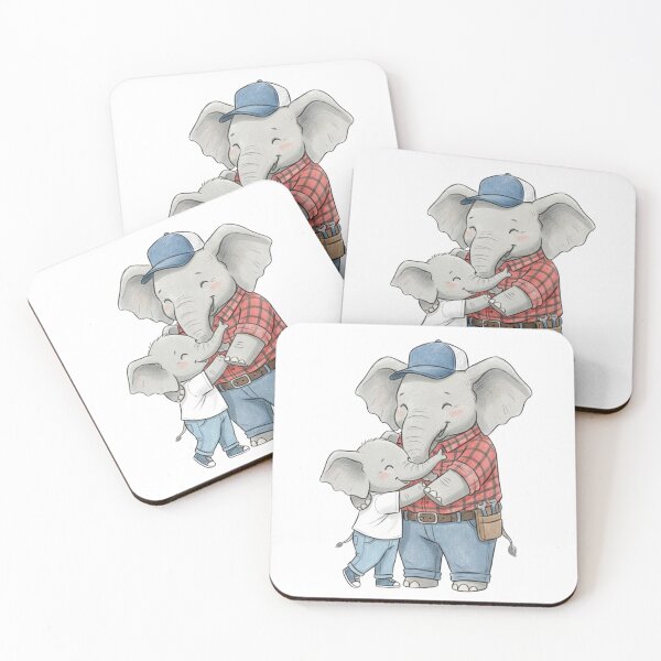 Item preview, Elephant Dad Hug - Cute Father Child Family Illustration designed and sold by yodaddydesigns.