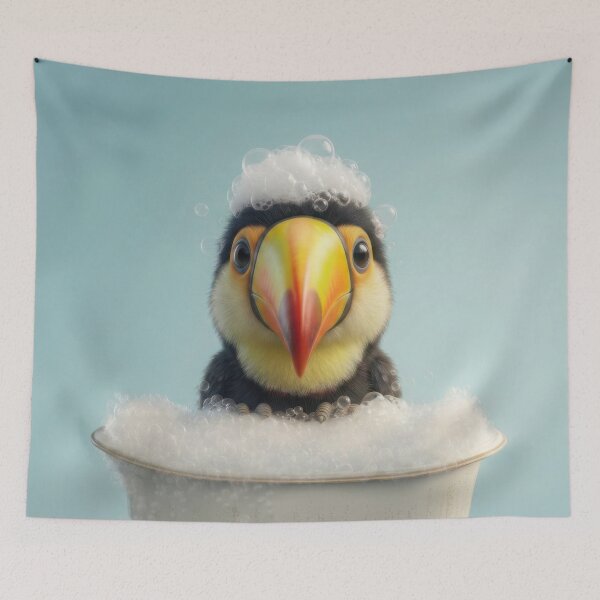 Item preview, Baby Toucan Bubble Bath Cute Nursery Bathroom Wall Art designed and sold by LazyOwlStore.