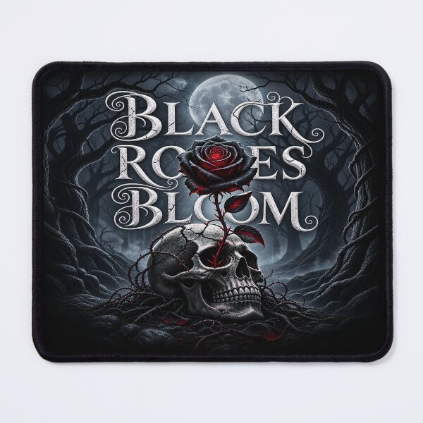 Item preview, Black Roses Bloom – Gothic Skull and Dark Rose designed and sold by TroviTutto.