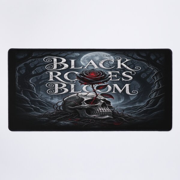 Item preview, Black Roses Bloom – Gothic Skull and Dark Rose designed and sold by TroviTutto.