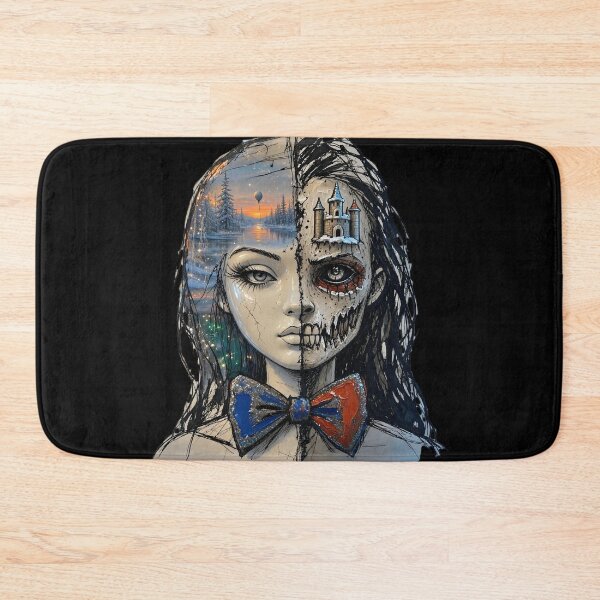 Item preview, Split Face Gothic Portrait Winter Landscape Castle Skull Art designed and sold by LujziWorld.