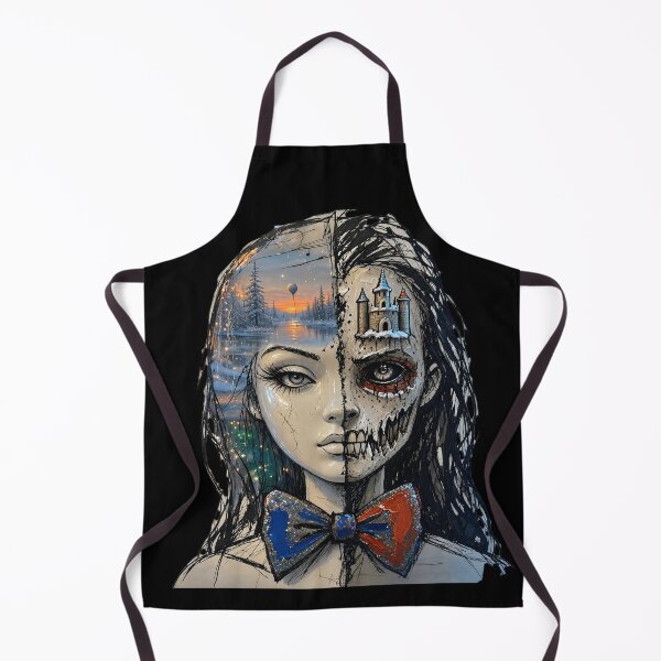 Item preview, Split Face Gothic Portrait Winter Landscape Castle Skull Art designed and sold by LujziWorld.