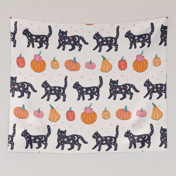Item preview, Celestial Black Cat Parade Pumpkin Stripe designed and sold by CarlyWatts.