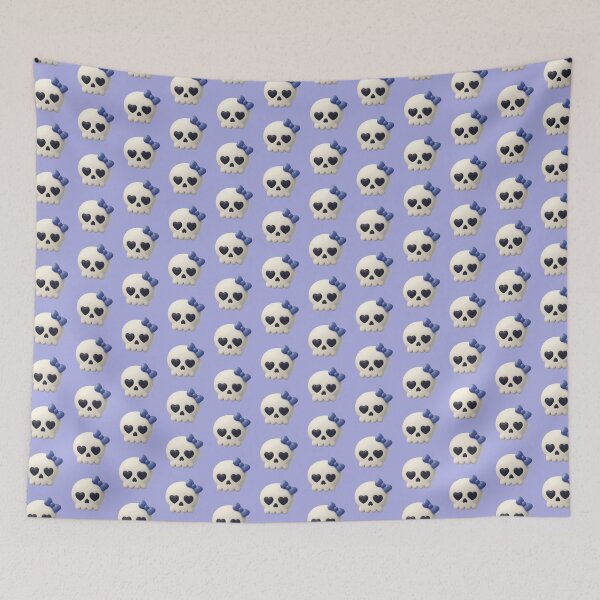Item preview, Happy Little Skull With Blue Bow & Heart Eyes designed and sold by deisgnsbyshane.