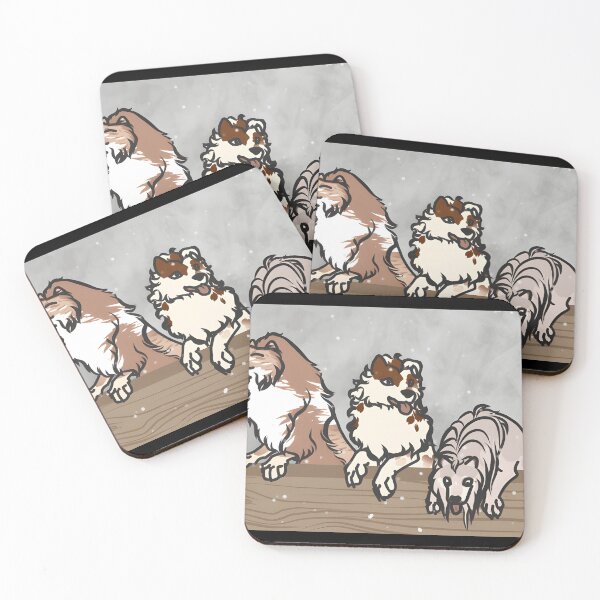 Item preview, Playful Dogs Grouping on a Fence designed and sold by Catsi-Nook-Art.