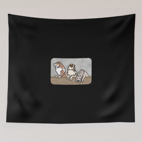 Item preview, Playful Dogs Grouping on a Fence designed and sold by Catsi-Nook-Art.