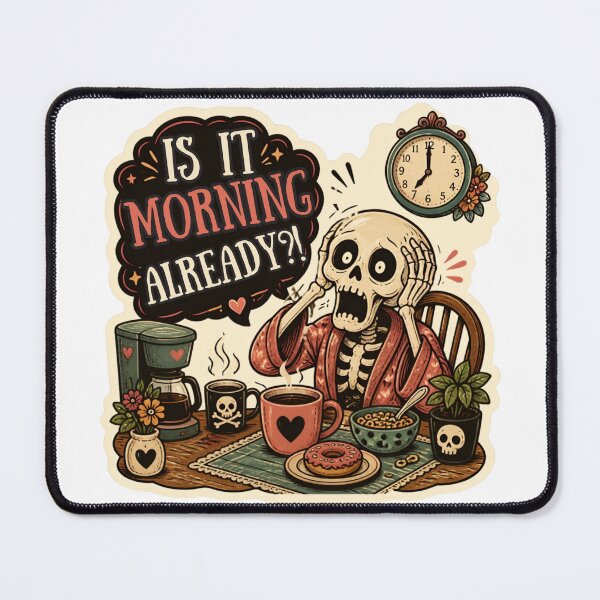 Item preview, Is It Morning Already?! – Funny Cute Skeleton Sleep Dark Humor designed and sold by Rood Art Studio.
