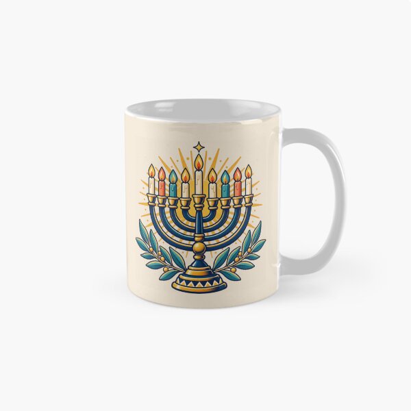 Aperçu de l'œuvre Menorah de Hanoukka – Design rétro pour la fête des lumières créée et vendue par astersgraphics.