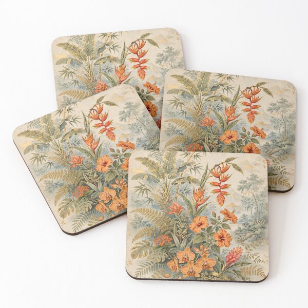 Item preview, Vintage Tropical Botanical Illustration Golden Earthy Tones designed and sold by Jozefin's Studio.
