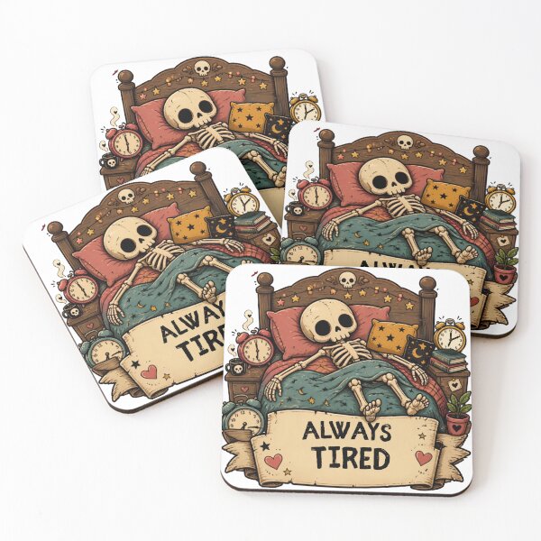 Item preview, Siempre cansado – Esqueleto gracioso y adorable con humor negro con el que te identificarás designed and sold by Rood Art Studio.