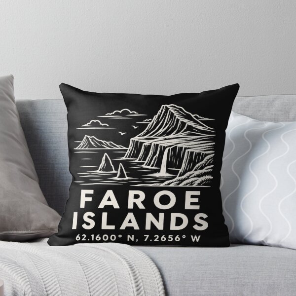 Item preview, Faroe Islands Coordinates – Nordic Cliffs Travel Line Art designed and sold by ChicClicker.
