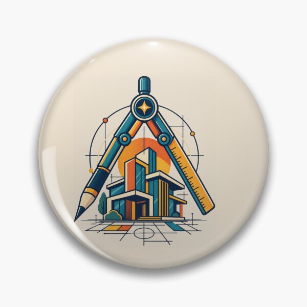 Item preview, Architect Gift – Retro Drafting Compass and Modern Building Design designed and sold by astersgraphics.