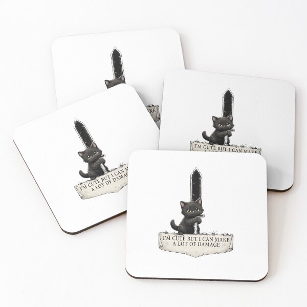 Item preview, Cute Black Cat with Sword I Can Make Damage designed and sold by OH-MY-GOTH.