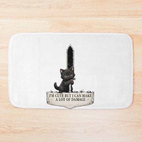 Item preview, Cute Black Cat with Sword I Can Make Damage designed and sold by OH-MY-GOTH.