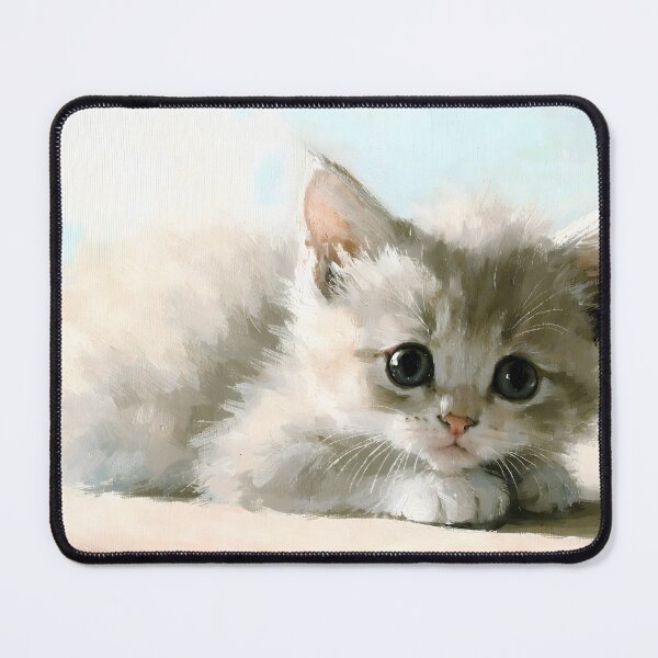 Item preview, Cute Kitten Minimalist Pastel Oil Painting designed and sold by ArtAmbience.