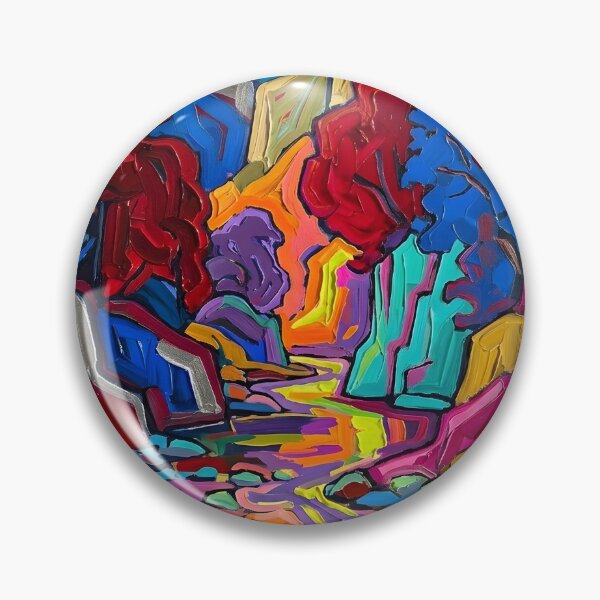 Item preview, Abstract Expressionist River Canyon Canvas Print | Vivid Impasto Nature Fine Art Poster | Colorful Fauvist Landscape Wall Decor | Heavy Brushstroke Mountain Gorge Print designed and sold by SergioMiklos.
