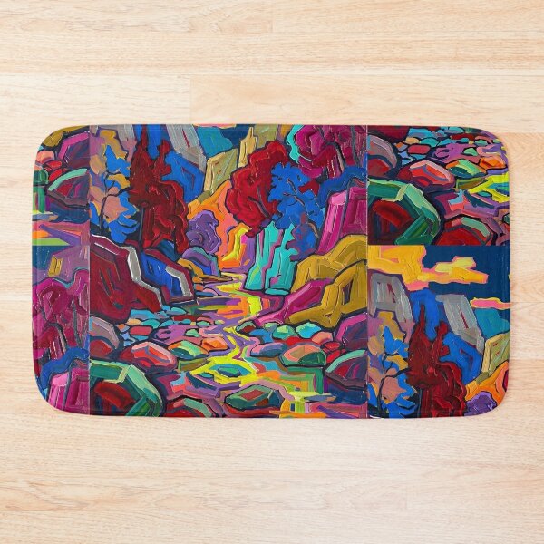 Item preview, Abstract Expressionist River Canyon Canvas Print | Vivid Impasto Nature Fine Art Poster | Colorful Fauvist Landscape Wall Decor | Heavy Brushstroke Mountain Gorge Print designed and sold by SergioMiklos.