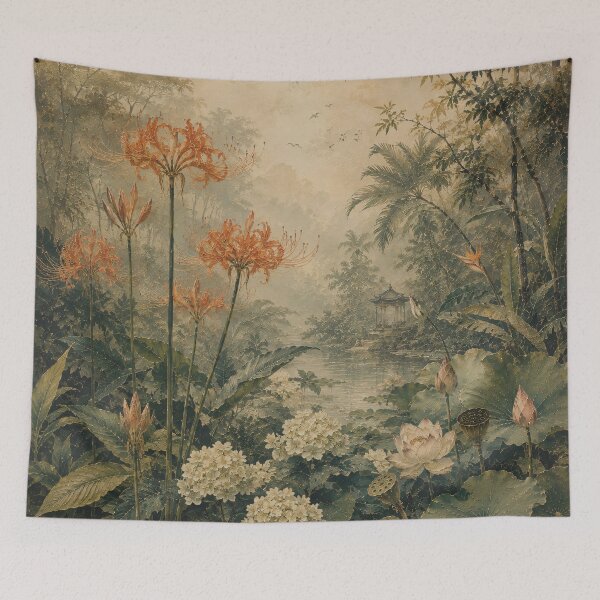 Item preview, Vintage Botanical Garden Oil Painting Warm Tones designed and sold by Jozefin's Studio.