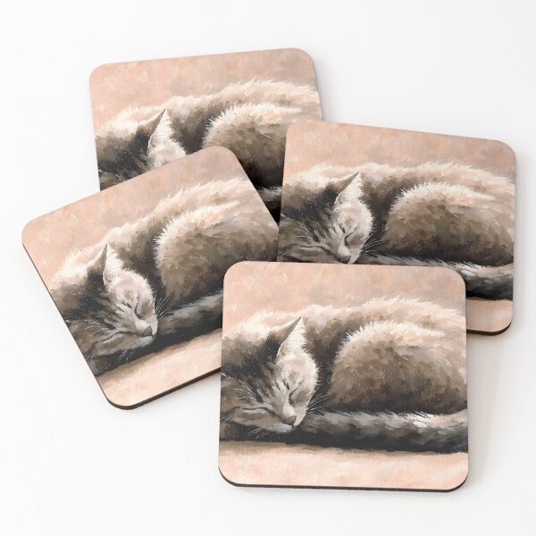 Item preview, Sleeping Cat Cozy Warm Oil Painting designed and sold by ArtAmbience.