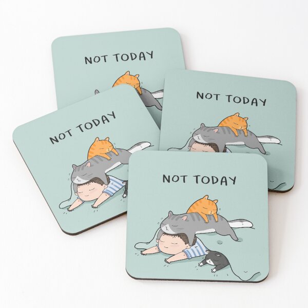 Item preview, Not Today Funny Lazy Sleeping Cats Stacked On Boy Graphic Art designed and sold by The Upside Down.