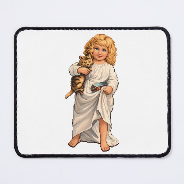 Item preview, Pixel Art Vintage Girl Holding Kitten Cutout designed and sold by aigcx.