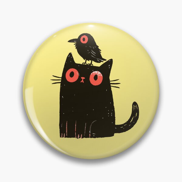 Item preview, Spooky Black Cat Raven witchcore art Familiar Linocut Graphic Art Print designed and sold by Catophile.