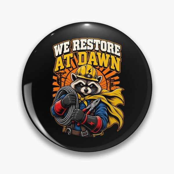 Item preview, We Restore At Dawn Funny Power Electrical Lineman Raccoon Humor designed and sold by clothesy7.