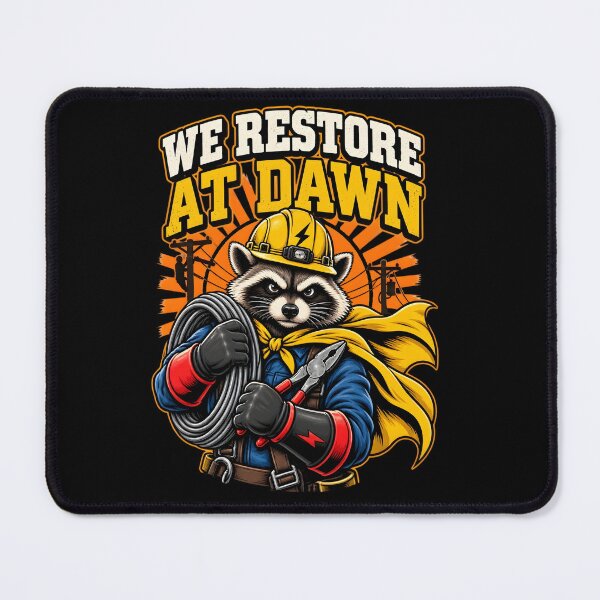 Item preview, We Restore At Dawn Funny Power Electrical Lineman Raccoon Humor designed and sold by clothesy7.