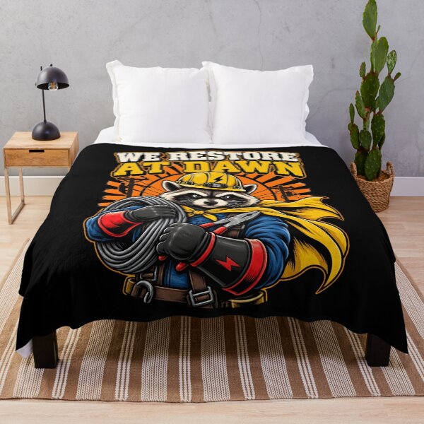 Item preview, We Restore At Dawn Funny Power Electrical Lineman Raccoon Humor designed and sold by clothesy7.