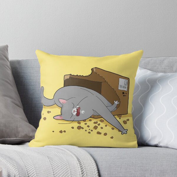 Item preview, Funny Sleeping Grey Cat In Chewed Cardboard Box Liquid Cat Art designed and sold by The Upside Down.