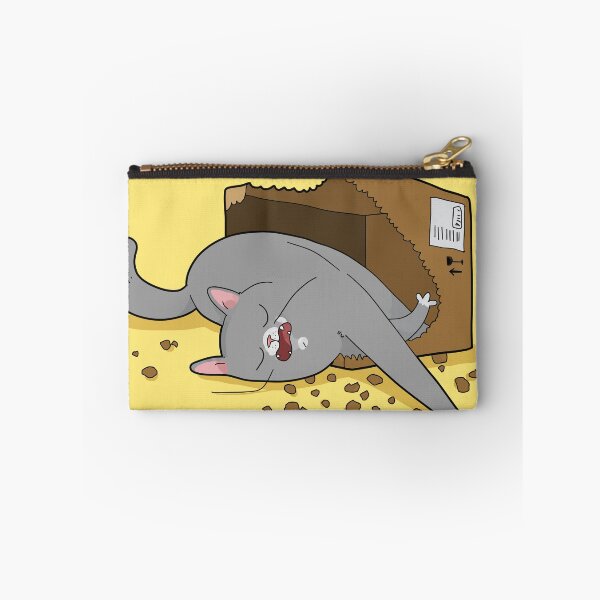 Item preview, Funny Sleeping Grey Cat In Chewed Cardboard Box Liquid Cat Art designed and sold by The Upside Down.