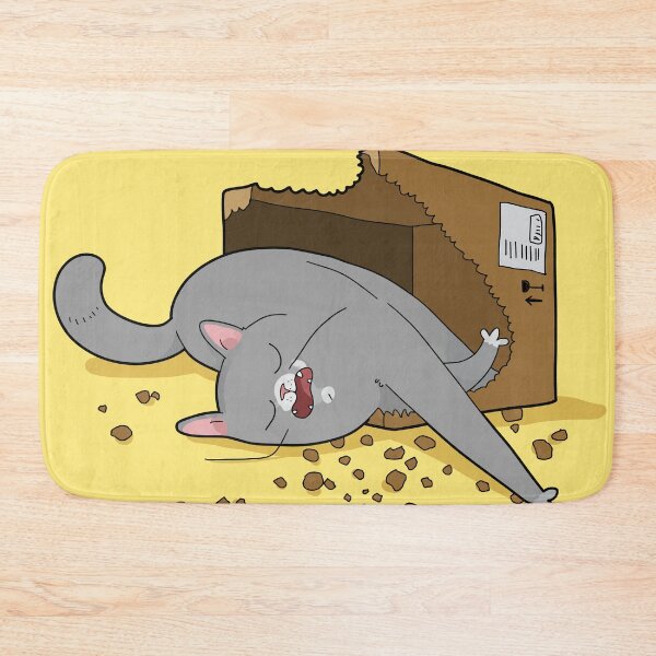 Item preview, Funny Sleeping Grey Cat In Chewed Cardboard Box Liquid Cat Art designed and sold by The Upside Down.