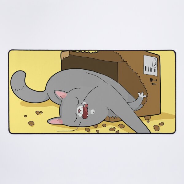 Item preview, Funny Sleeping Grey Cat In Chewed Cardboard Box Liquid Cat Art designed and sold by The Upside Down.