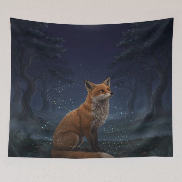 Item preview, Mystical Fox Under the Moon – Enchanted Japanese Fantasy Wildlife designed and sold by Sibling Ink.