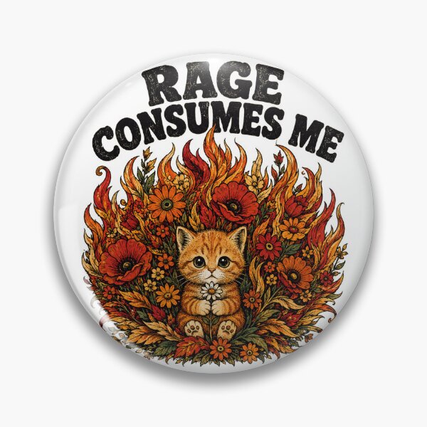 Item preview, Rage Consumes Me – Cute Kitten Floral Fire Vintage Art designed and sold by WILLIAMS-BR.