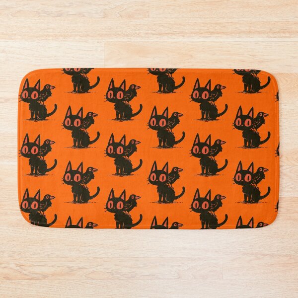 Item preview, Spooky Black Cat Crow Friend Retro Folk Art Graphic Print designed and sold by Catophile.