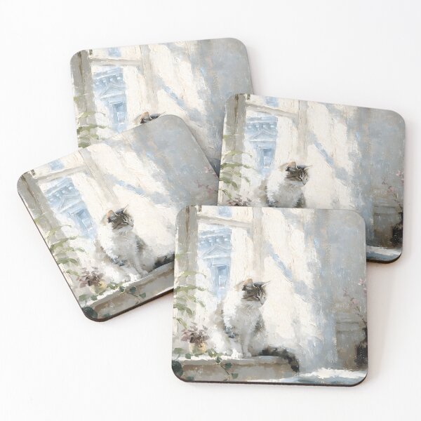 Item preview, Cat by Window Cozy Home Oil Painting designed and sold by ArtAmbience.