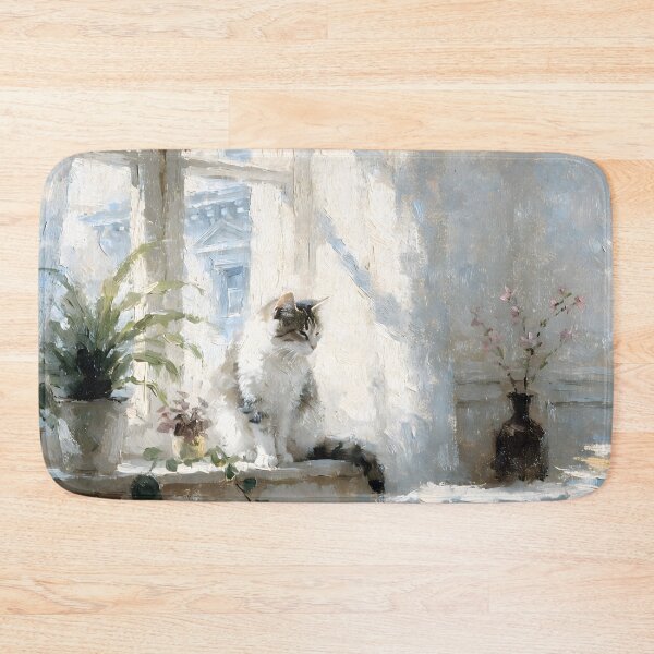 Item preview, Cat by Window Cozy Home Oil Painting designed and sold by ArtAmbience.